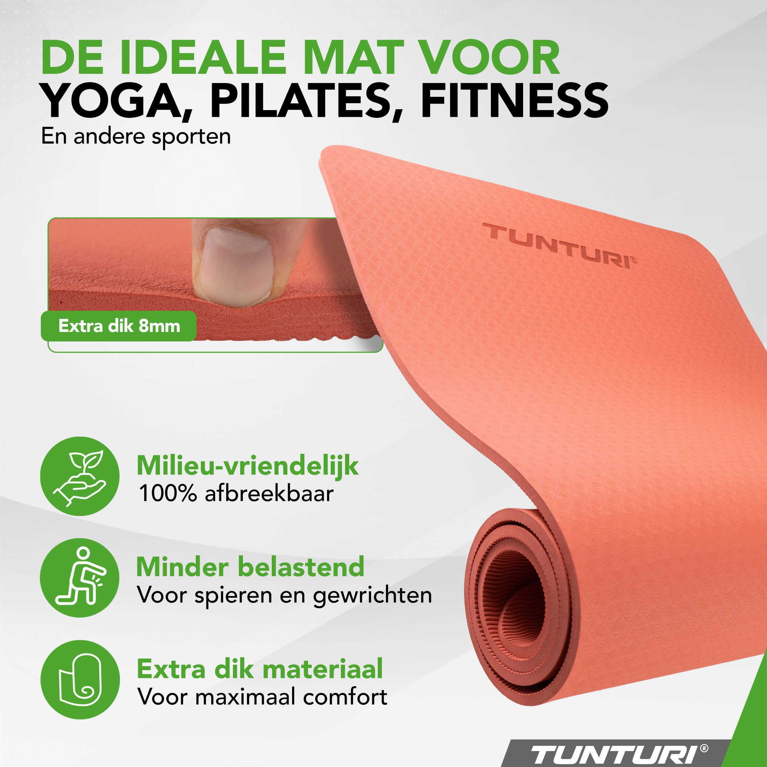 Tunturi yogamat 8 mm roze