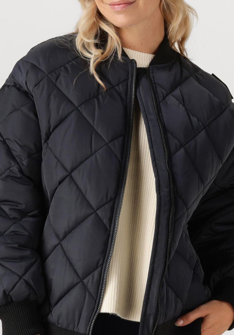 donkerblauwe alix the label jack ladies woven quilted bomber