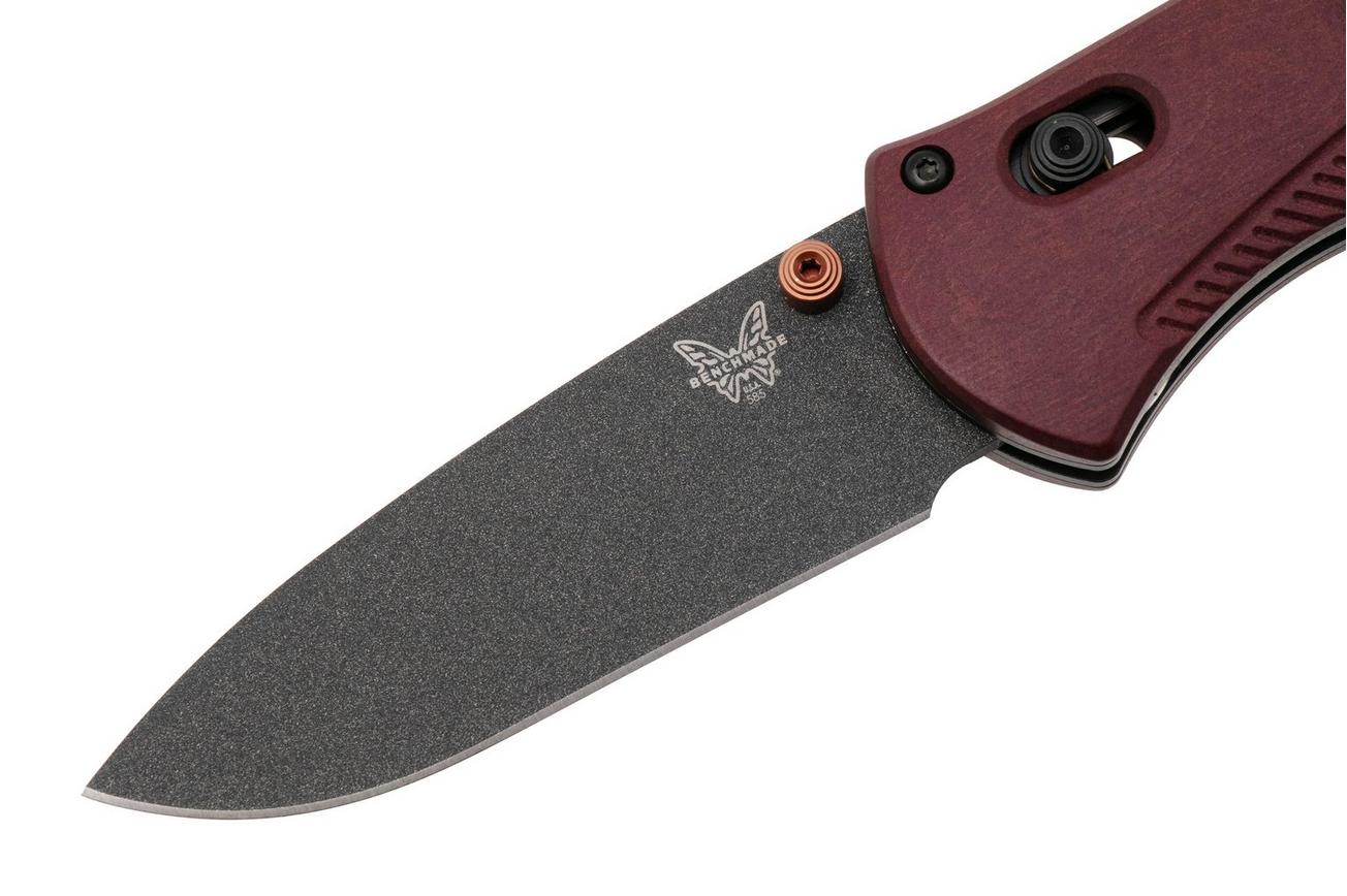 Benchmade Mini Barrage 585BK-04 Black Cobalt Cerakote CPM S30V, Redstone Richlite, zakmes