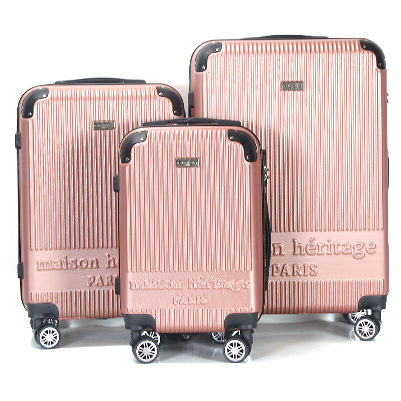 Maison Héritage 3 Valises 4 roues doubles Dauphine 50/60/70 cm rose doré