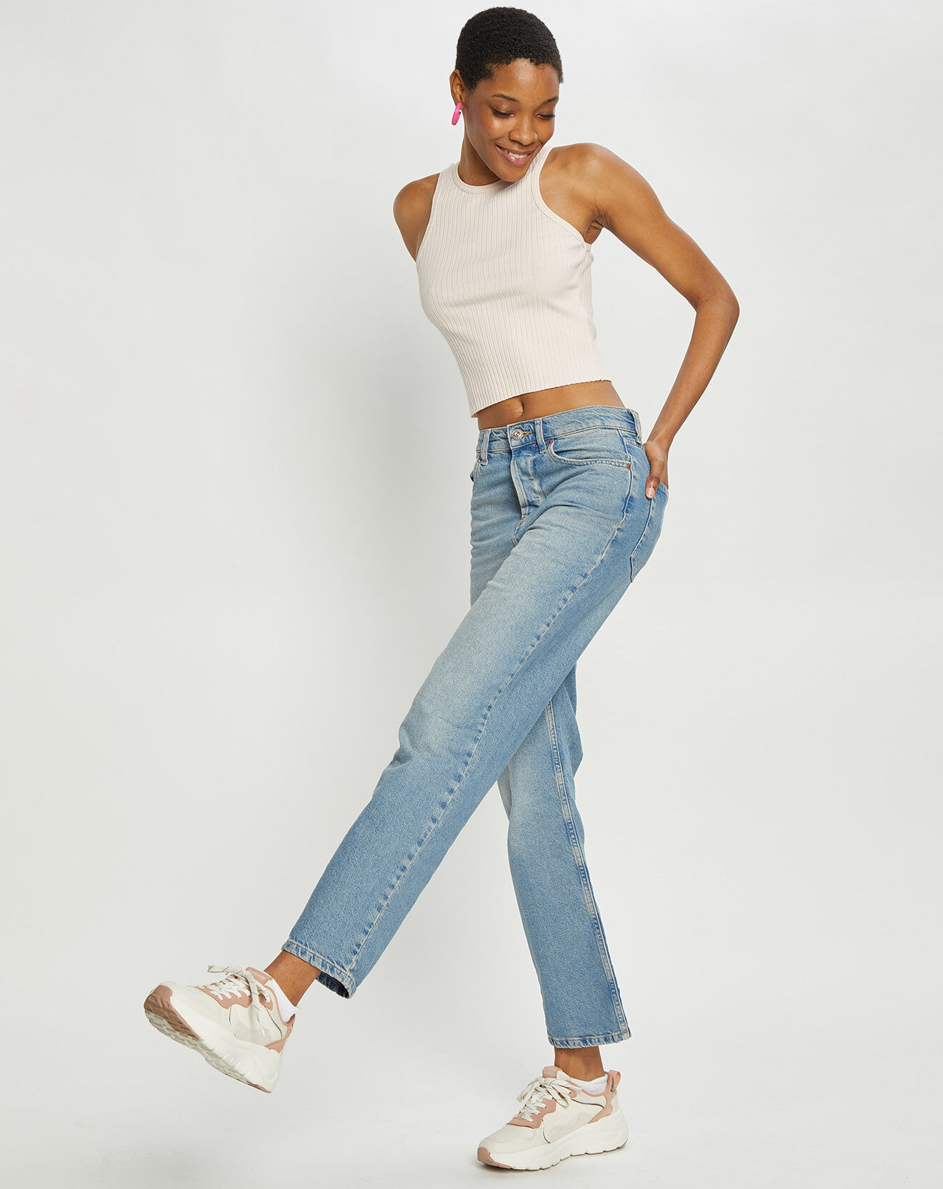 Urban Outfitters Jean large 7/8 ème en Toile de Coton bleu clair