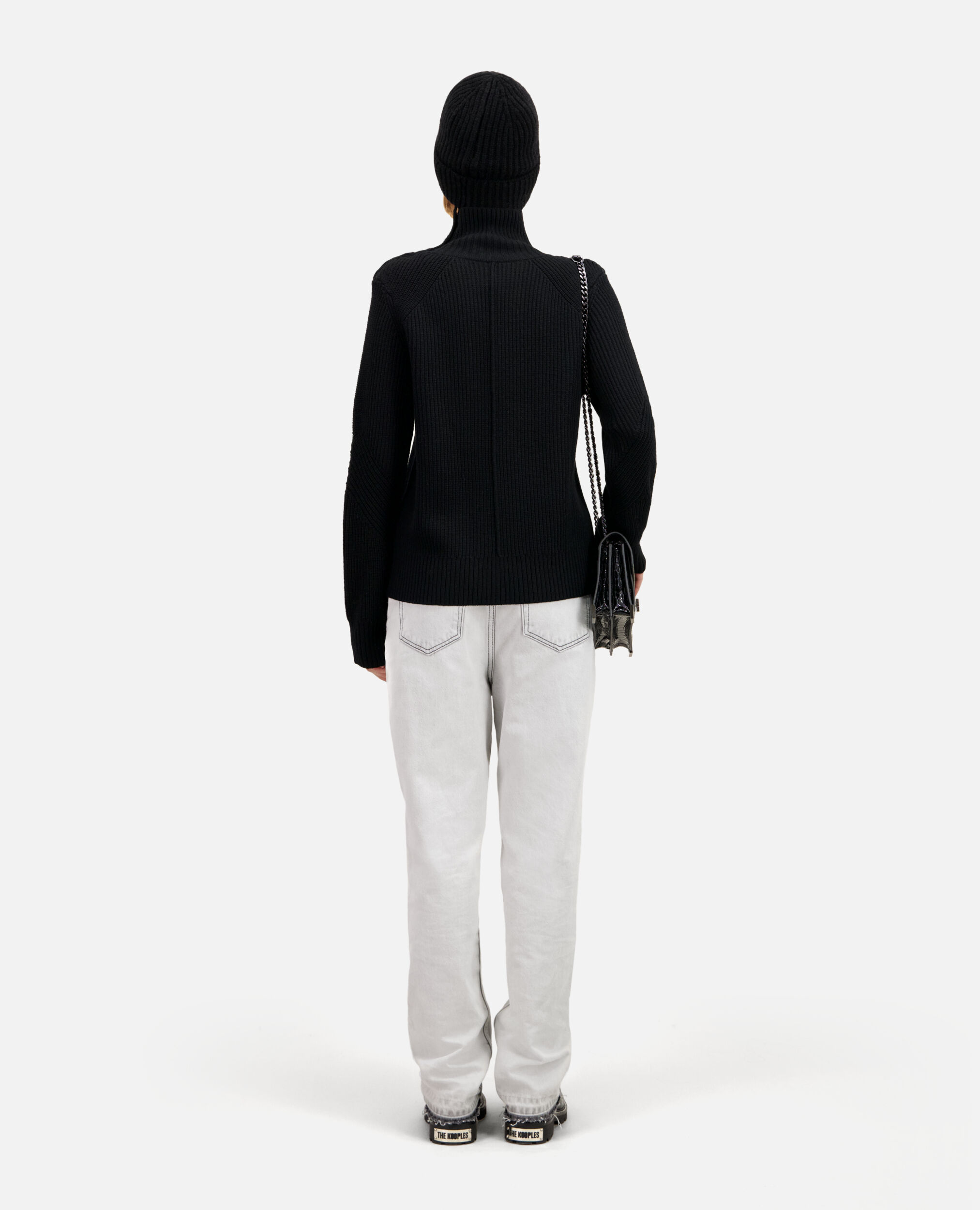 Black wool sweater with bijou buttons