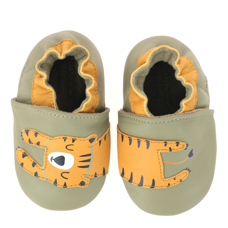Robeez Robeez Chaussons Crêpe Tiger Nap Kaki