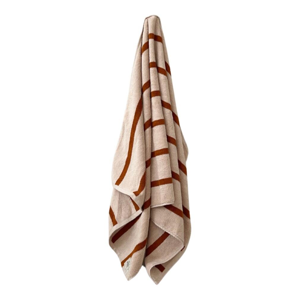 Color Stories  Stripe håndklæde - Karamel/Terracotta