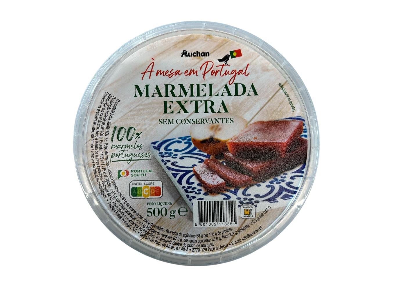 MARMELADA EXTRA AUCHAN À MESA EM PORTUGAL 500G