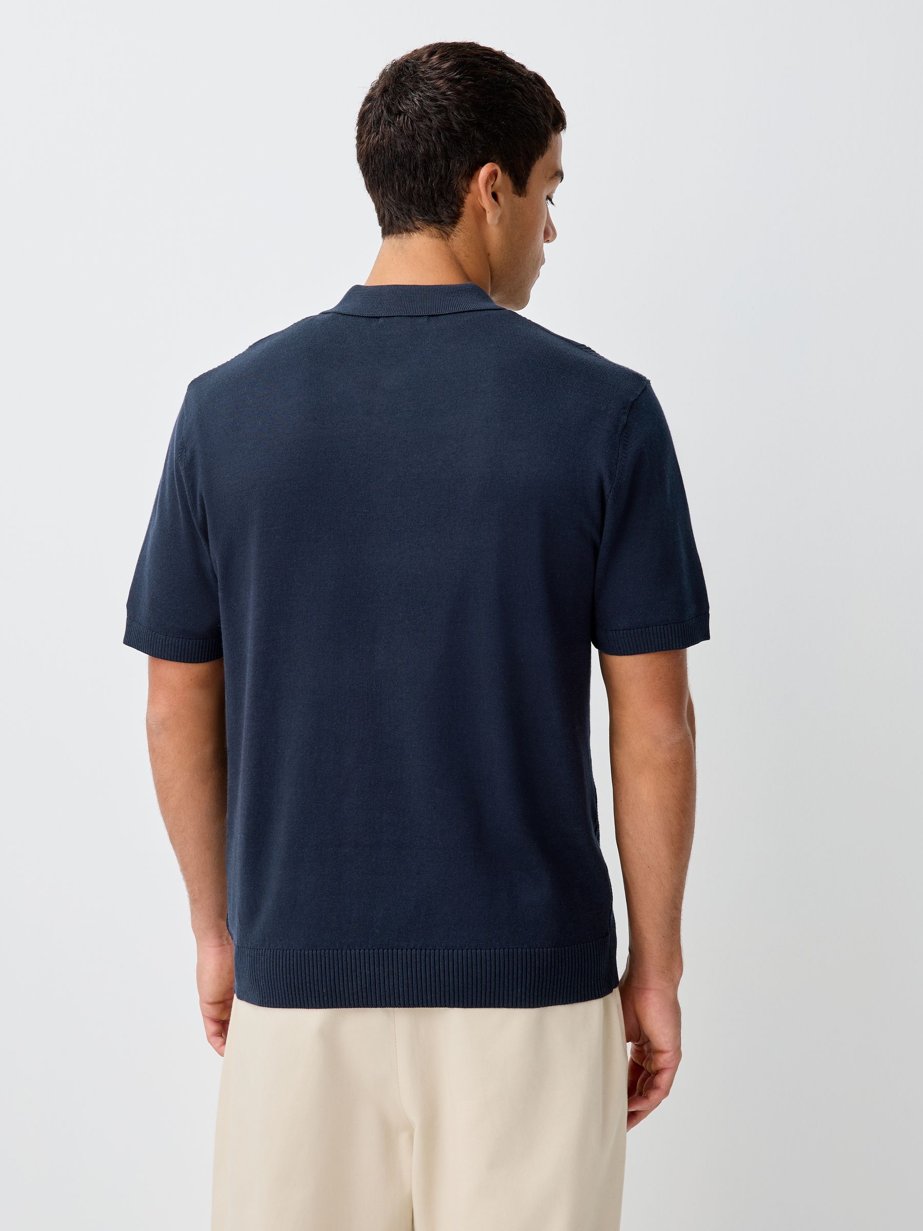 Marineblauw/zwart - Regular-fit poloshirts met textuur, hoog katoengehalte, korte mouwen en gebreid 2 stuks