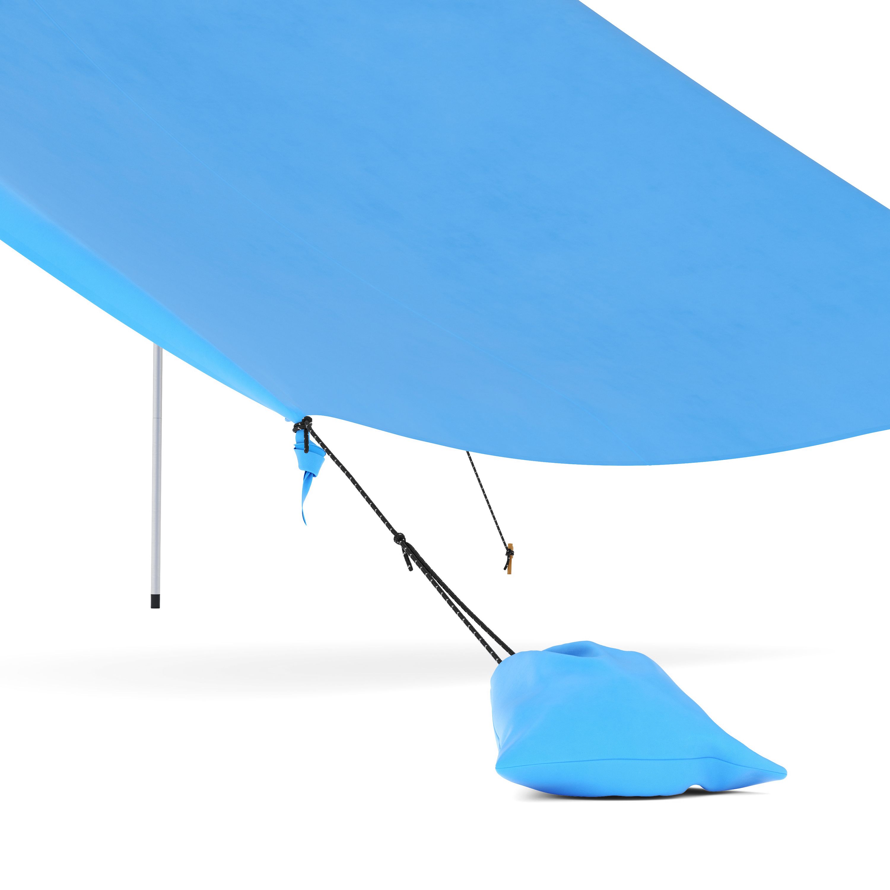 Strandzelt Sonnensegel mit 2 Stangen 280 x 280 x 200 cm hellblau
