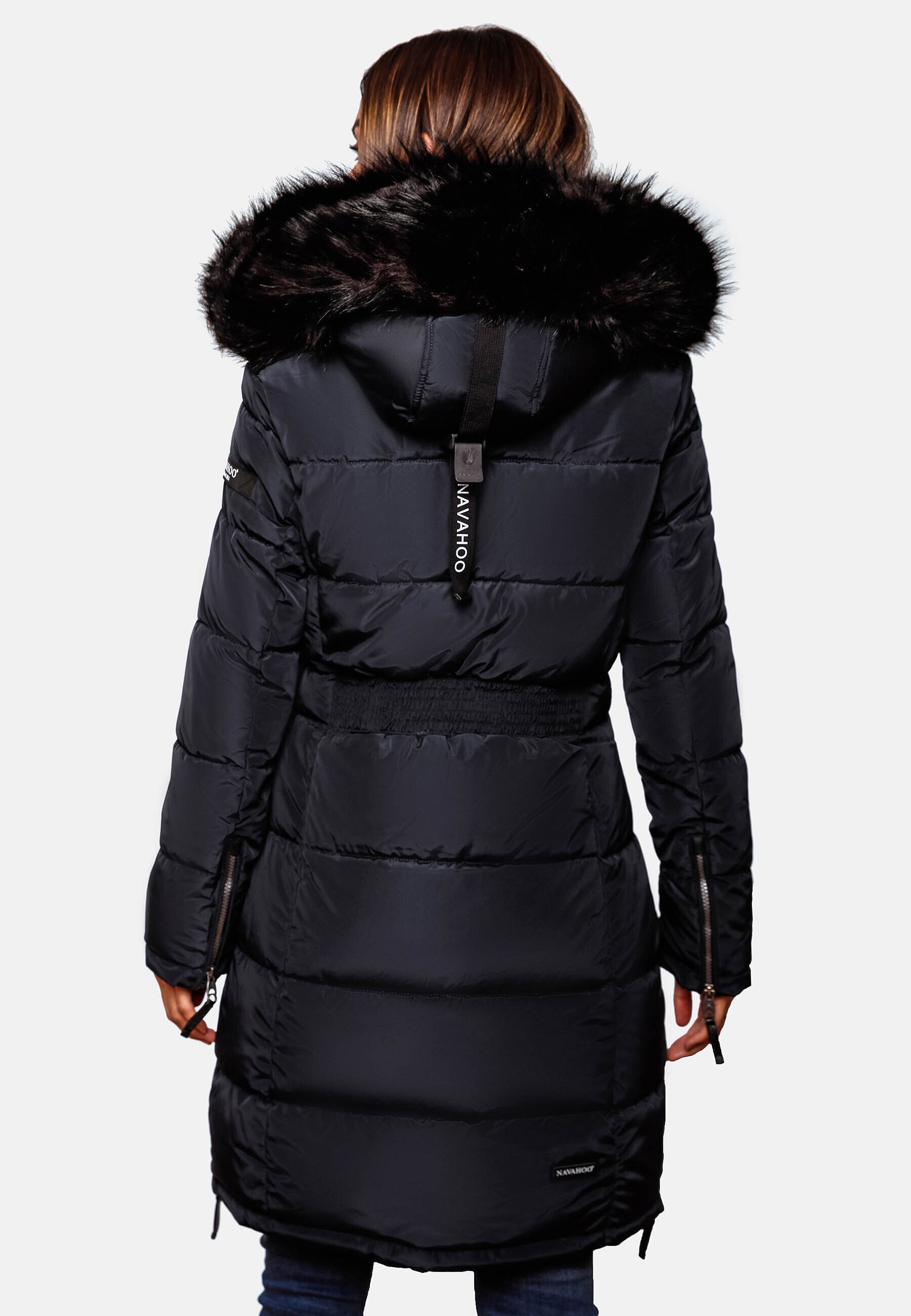 NAVAHOO Damen Stylischer Steppmantel Winter Parka mit edlem Fellimitat Sinja