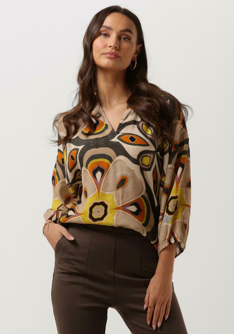SUMMUM multi summum blouse top v neck bold flower