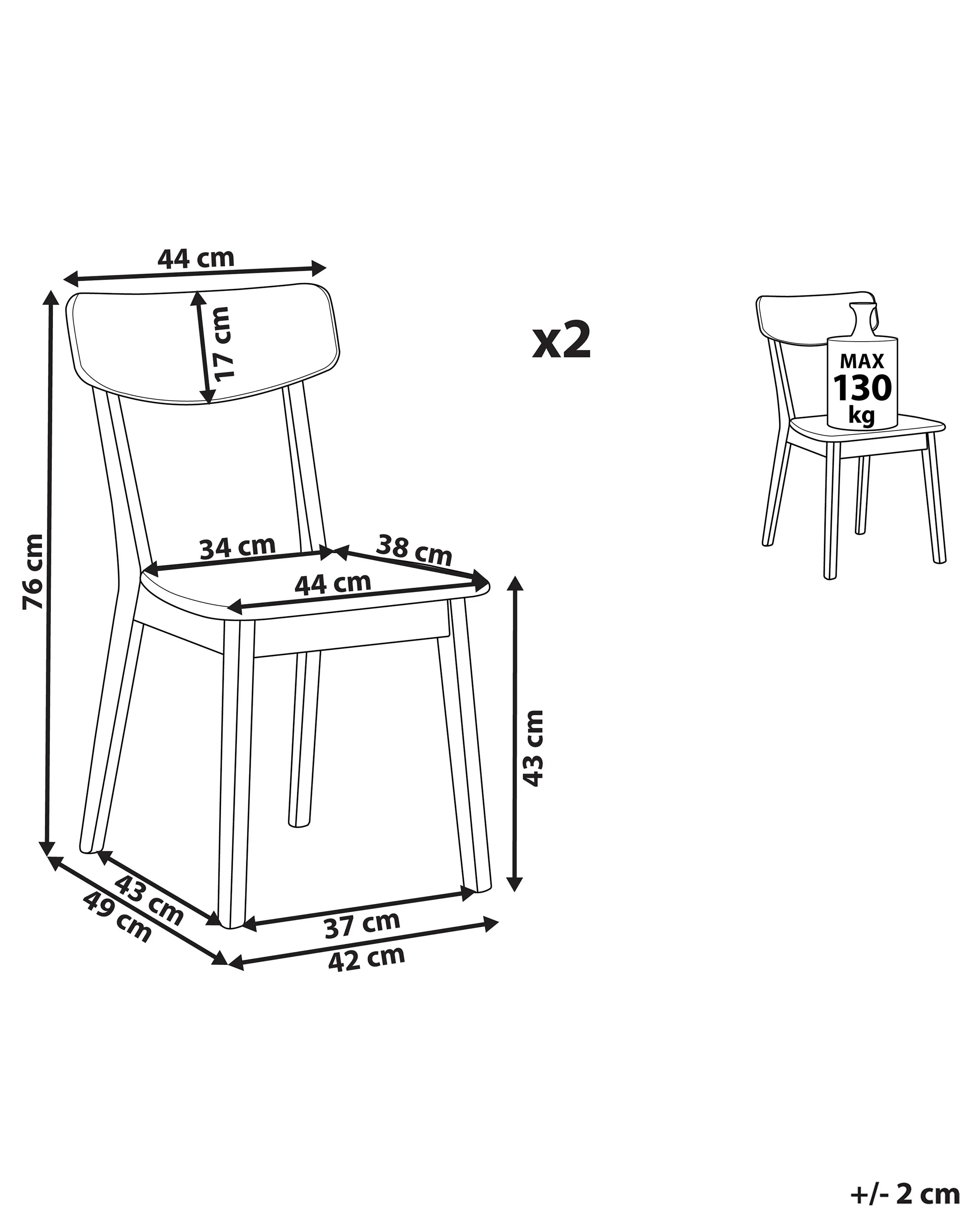 Set van 2 eetkamerstoelen SANTOS Wit