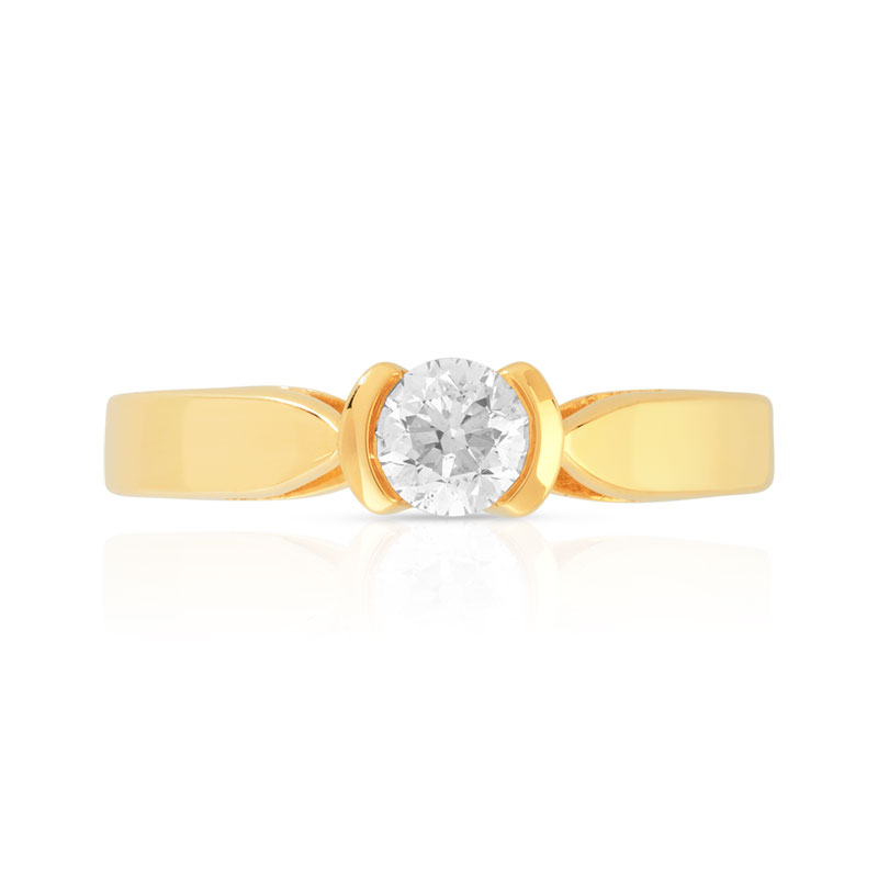 Bague solitaire or 750 jaune diamant 30/100e de carat