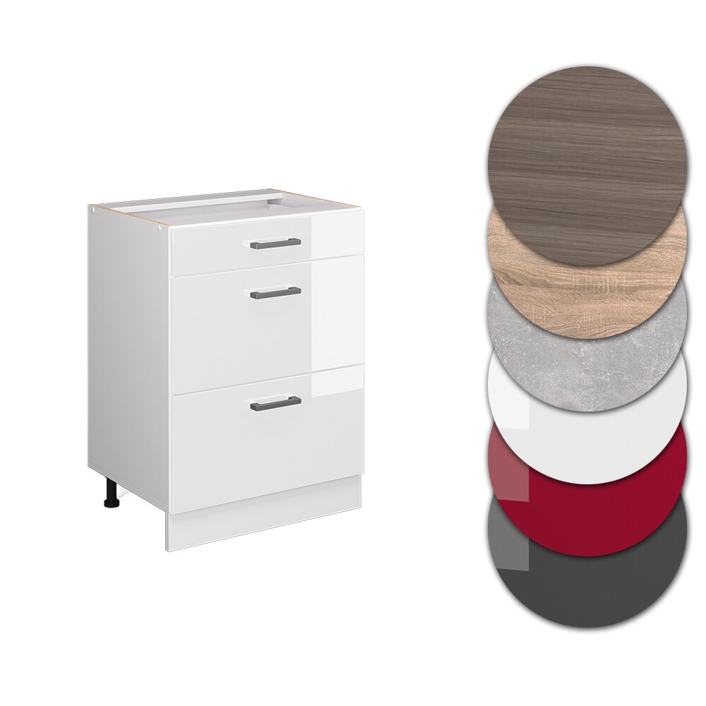 Vicco Schubladenunterschrank Küchenschrank Küchenzeile R-Line 60 cm Weiß Schublade