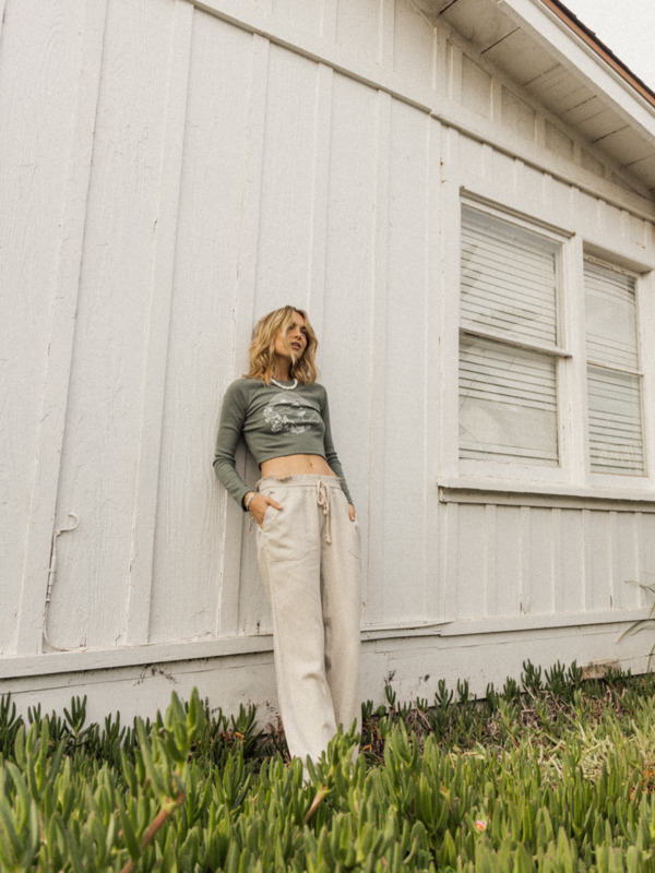 Oceanside Pantalon évasé Beige Femme