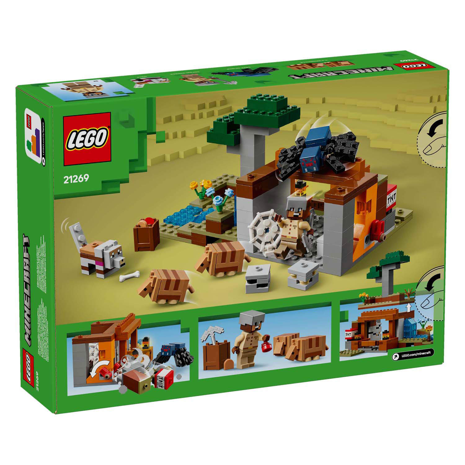 LEGO Minecraft 21269 De Gordeldieren Bij de Mijn