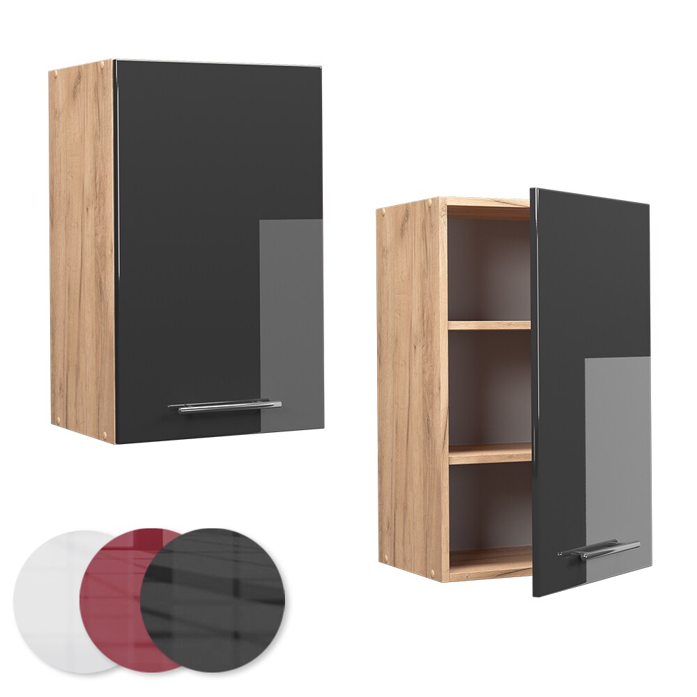 Vicco Hängeschrank Küchenschrank Küchenmöbel Fame-Line Eiche Anthrazit modern 45 cm Küche Einbauküche Hängeschrank Drehtür Einlegeboden Küchenzeile Hochglanz