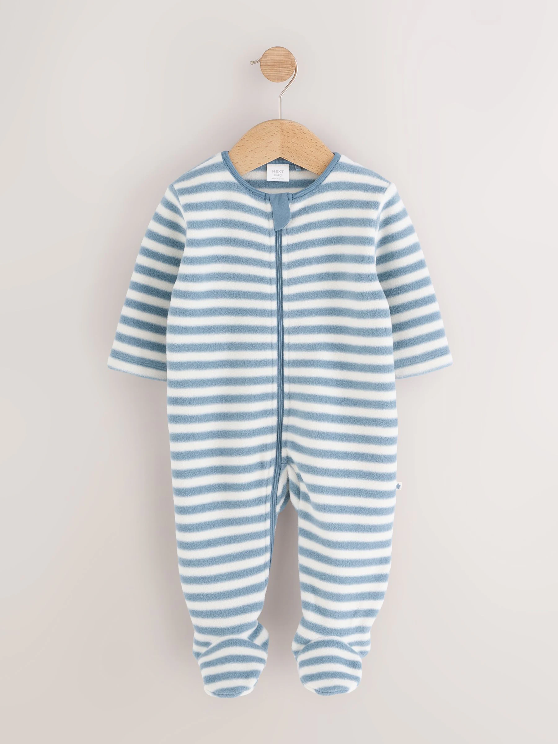 Blauw - Set van 4 baby-onesies van microfleece met tweewegrits