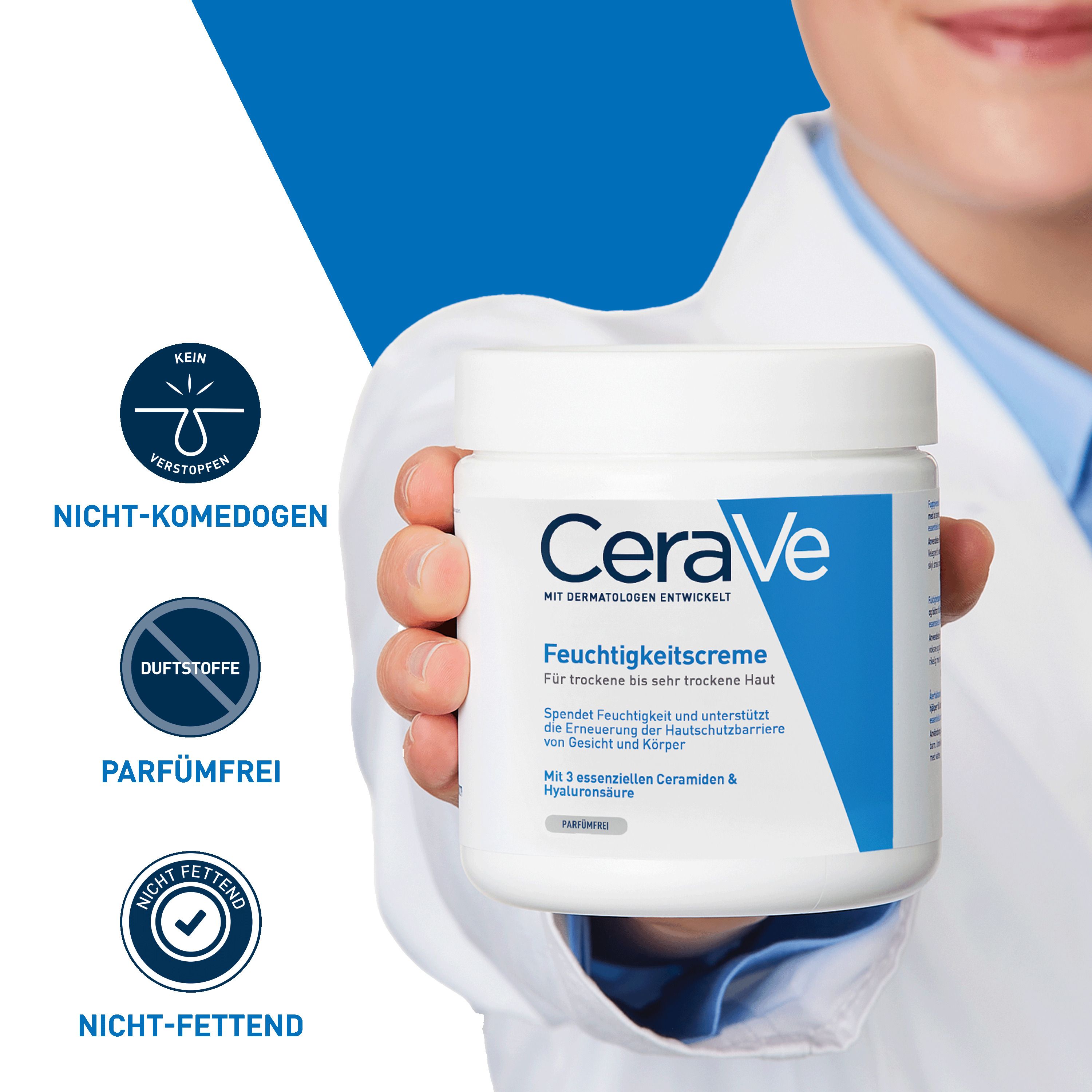 CeraVe Feuchtigkeitscreme: Reichhaltige Körpercreme für trockene bis sehr trockene Haut für Gesicht und Körper