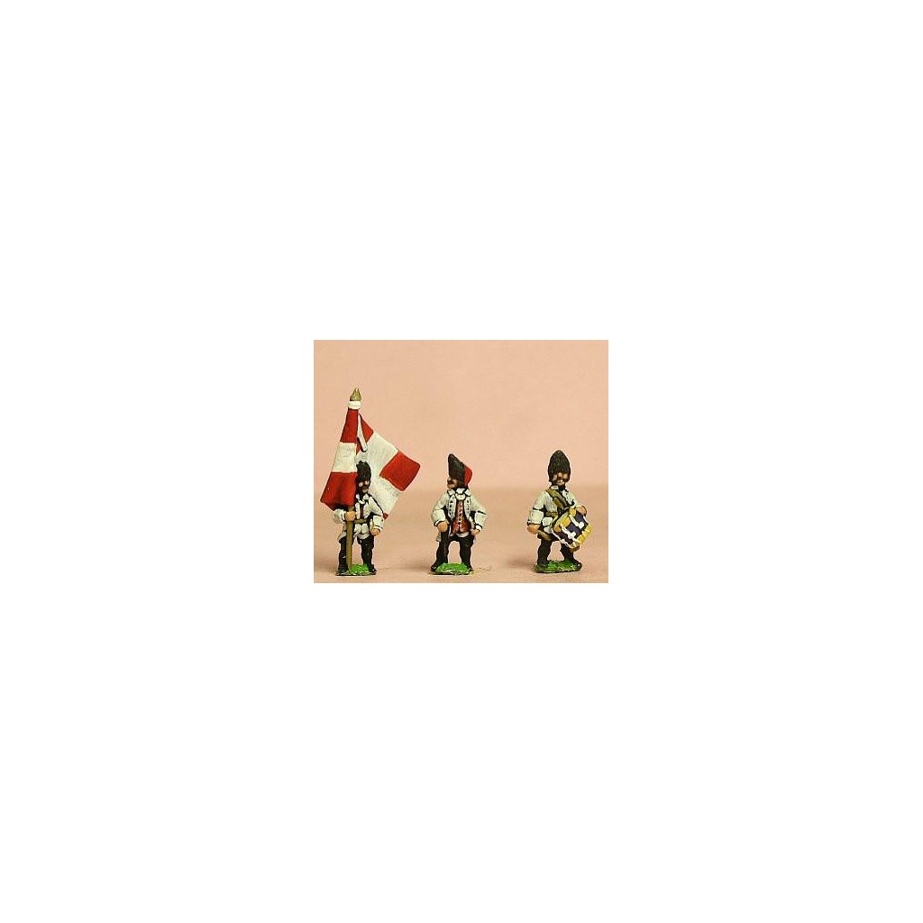 Seven Years War French: Command: Grenadier Royaux Officer, Standard Bearer & Drummer