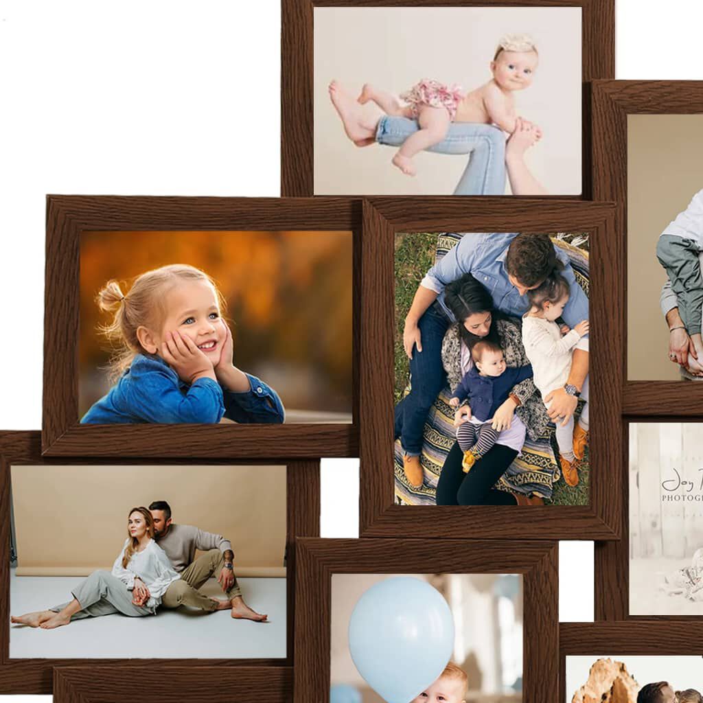 vidaXL Fotolijst 10x15 cm voor 10 foto's, donkerbruin, MDF