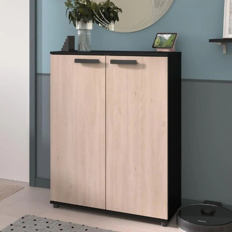 Commode Celestia met 2 deuren - eikdecor/zwart