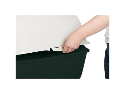 Rotho Bailey, katt, søppelkasse med hette, svart, hvit, spenne, karbonfiber, 560 mm