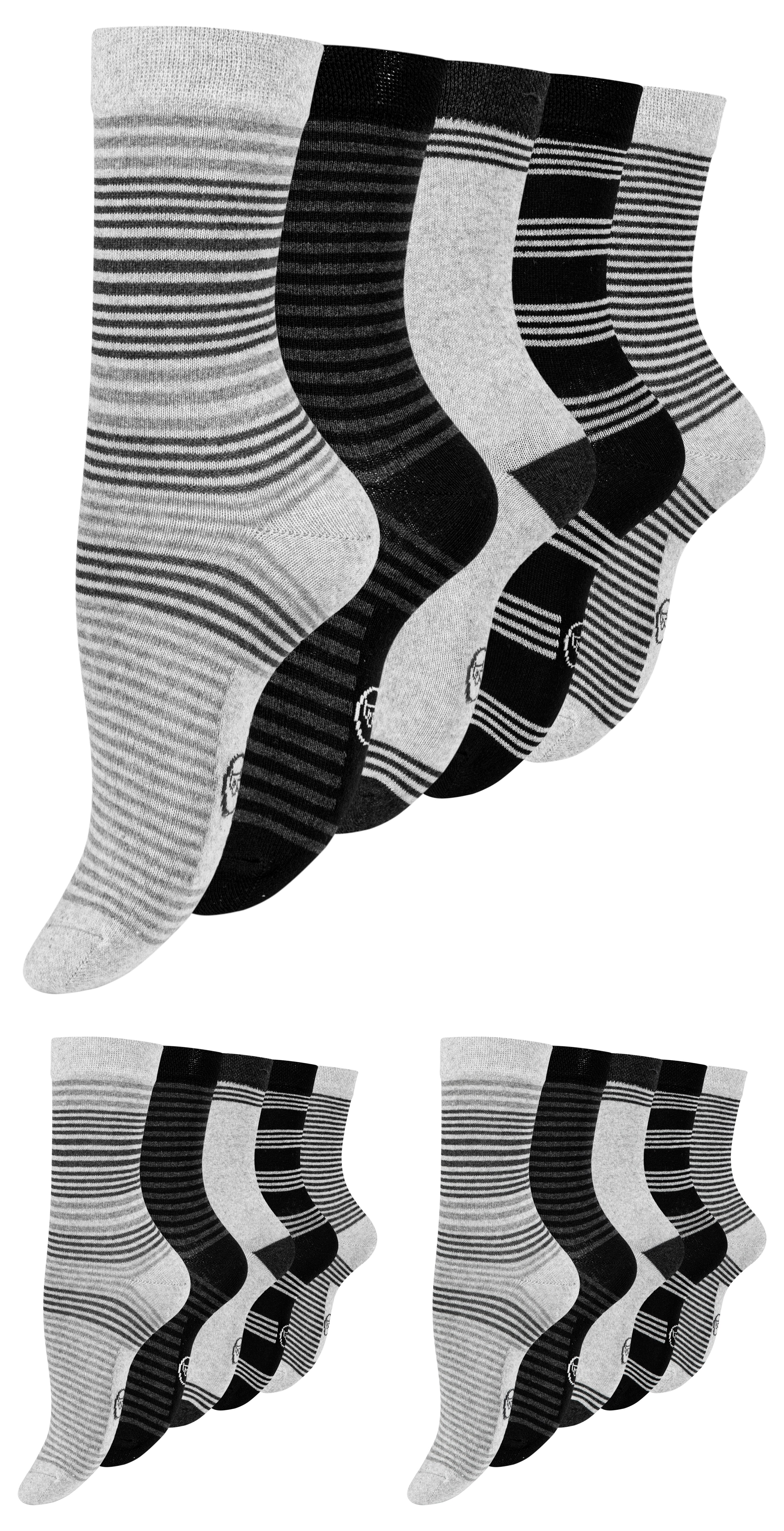 Paolo Renzo® Damen Baumwoll Socken gestreift 10 Paar - Größe 35/38
