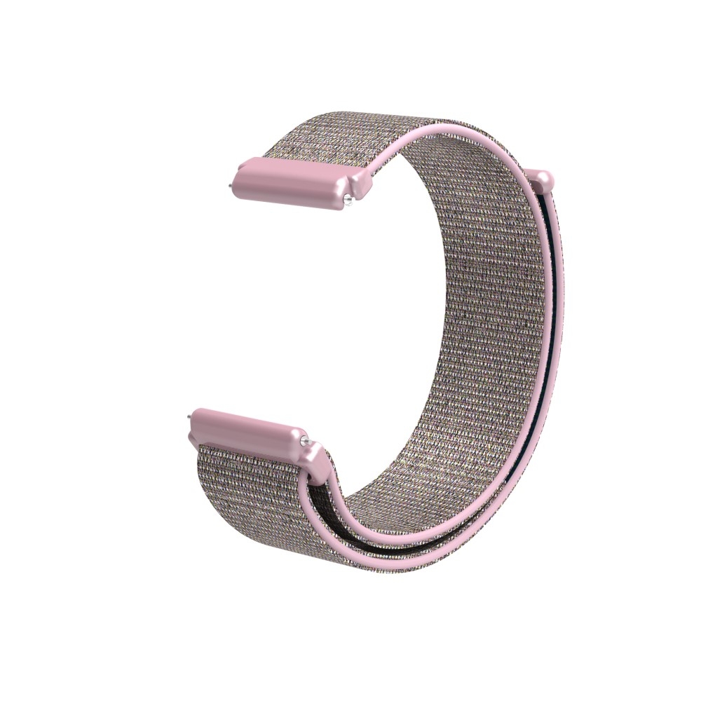 Fitbit Versa / Versa 2 / Versa Lite Nylon Klettverschluss Ersatz Armband - Rosa / Silber