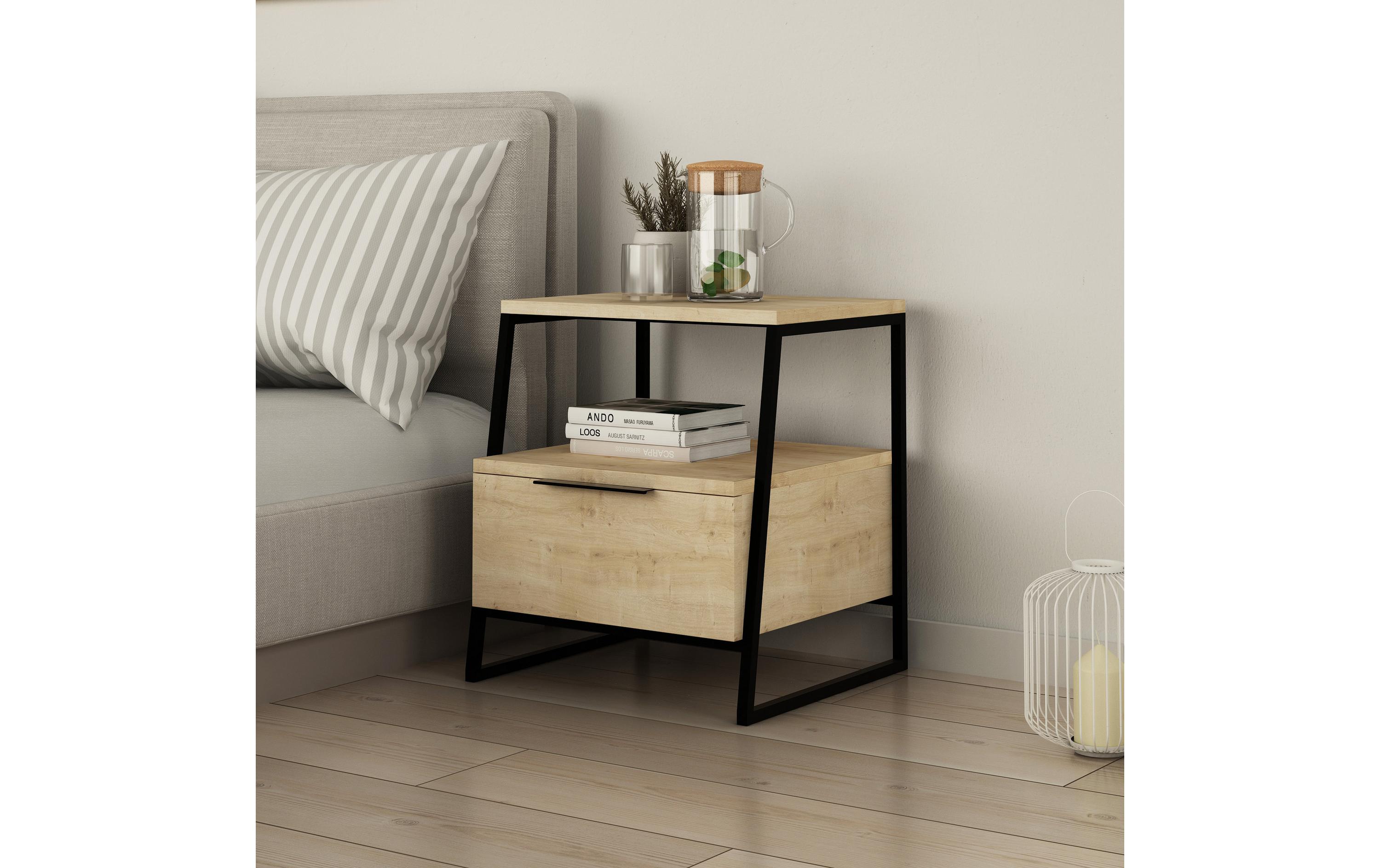 Nachttisch Pal – Oak 45 x 50 cm, Braun<br>Hochwertiger Nachttisch