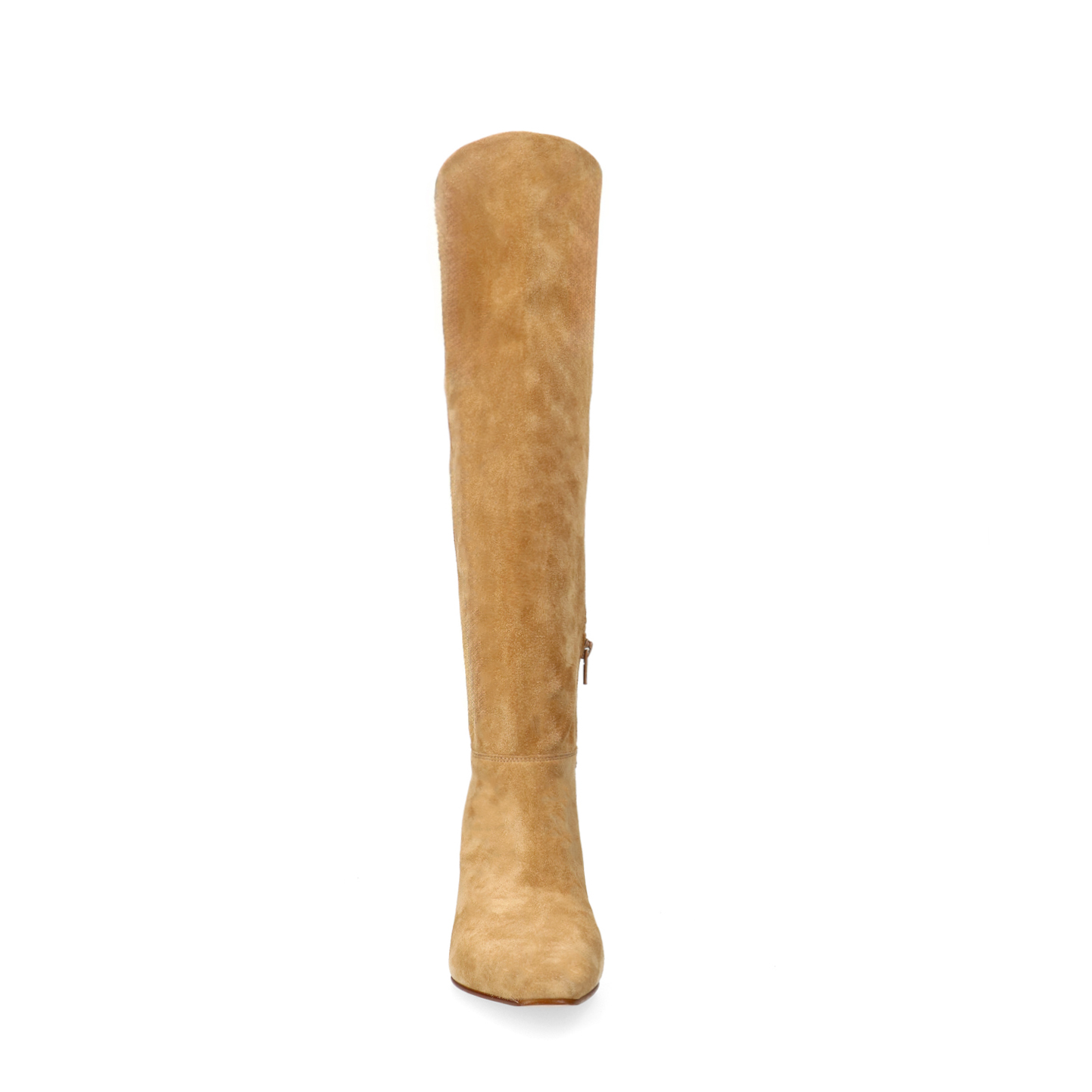 Beige suède hoge laarzen met hak