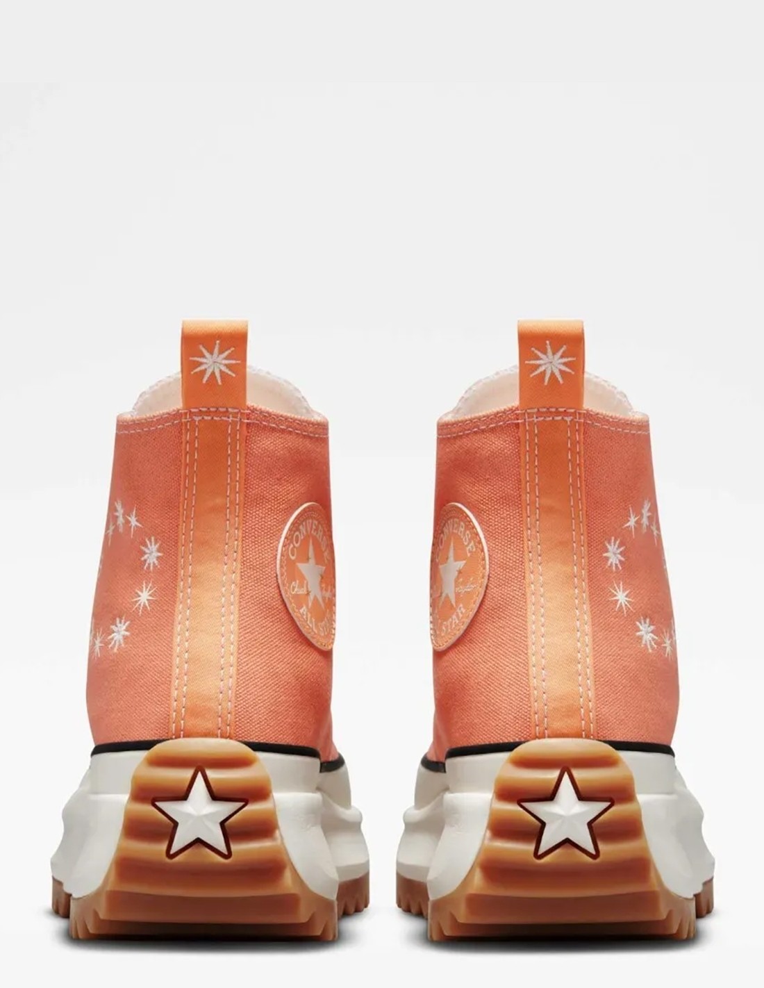 converse Sneakers compensées montantes femme run star hike hi rose orange avec motifs