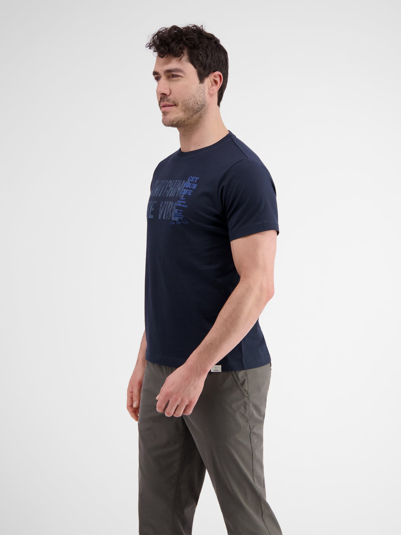Unifarbenes T-Shirt für Herren mit Brustprint