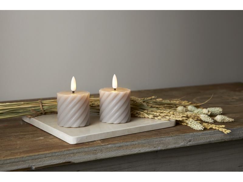 Star Trading LED-Kerzen Set Flamme Swirl, Ø 5 x 7.5 cm, Gra Künstliche Kerze mit beweglicher Flamme