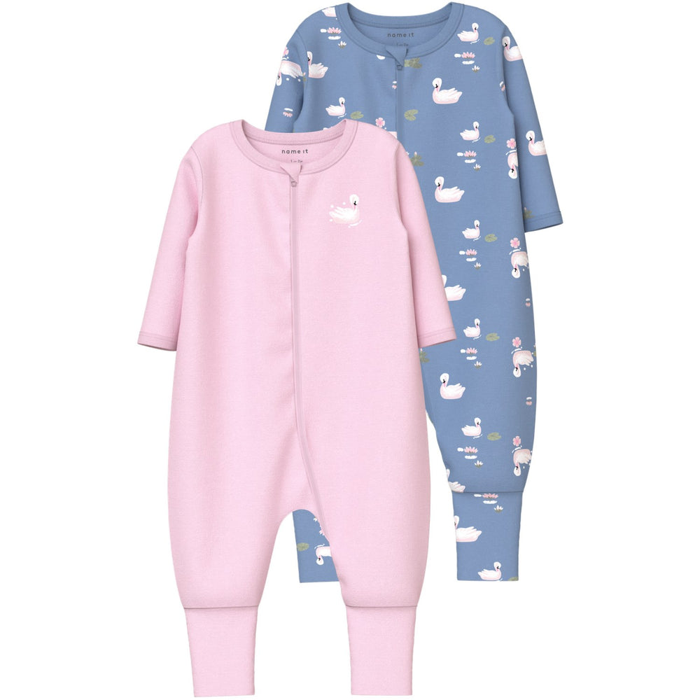 Køb Name It Endless Sky Nbfnightsuit 2P Zip Ff Swan Noos