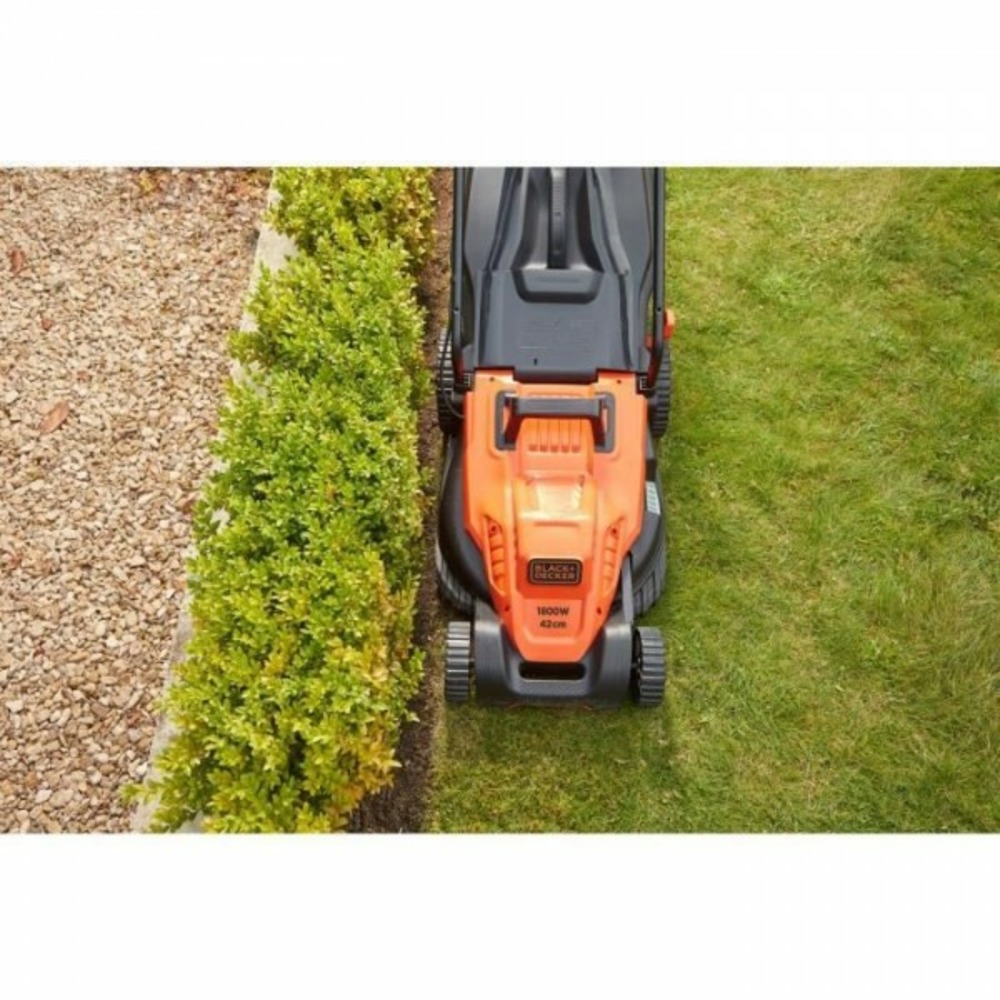 Tondeuse a gazon black+decker a gazon electrique filaire 1800w bemw481bh-qs 6 hauteurs réglables 20, 30, 40, 50, 60 et 70 mm