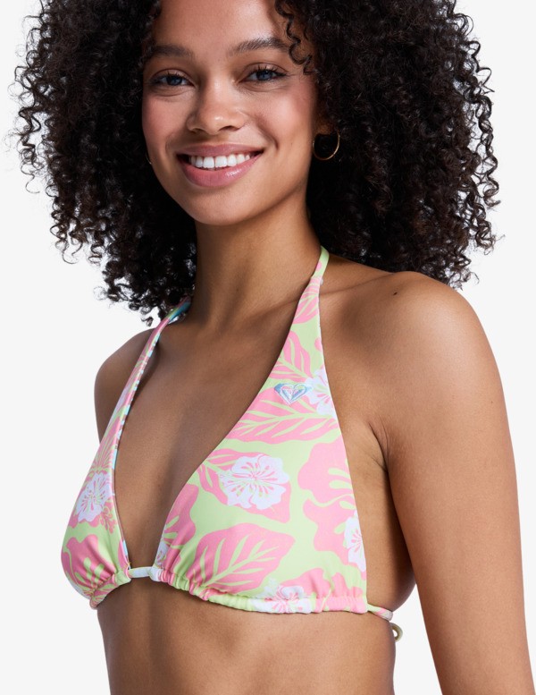 Hibiscus Hype RV Tiki Tri Haut de bikini triangle Vert Femme