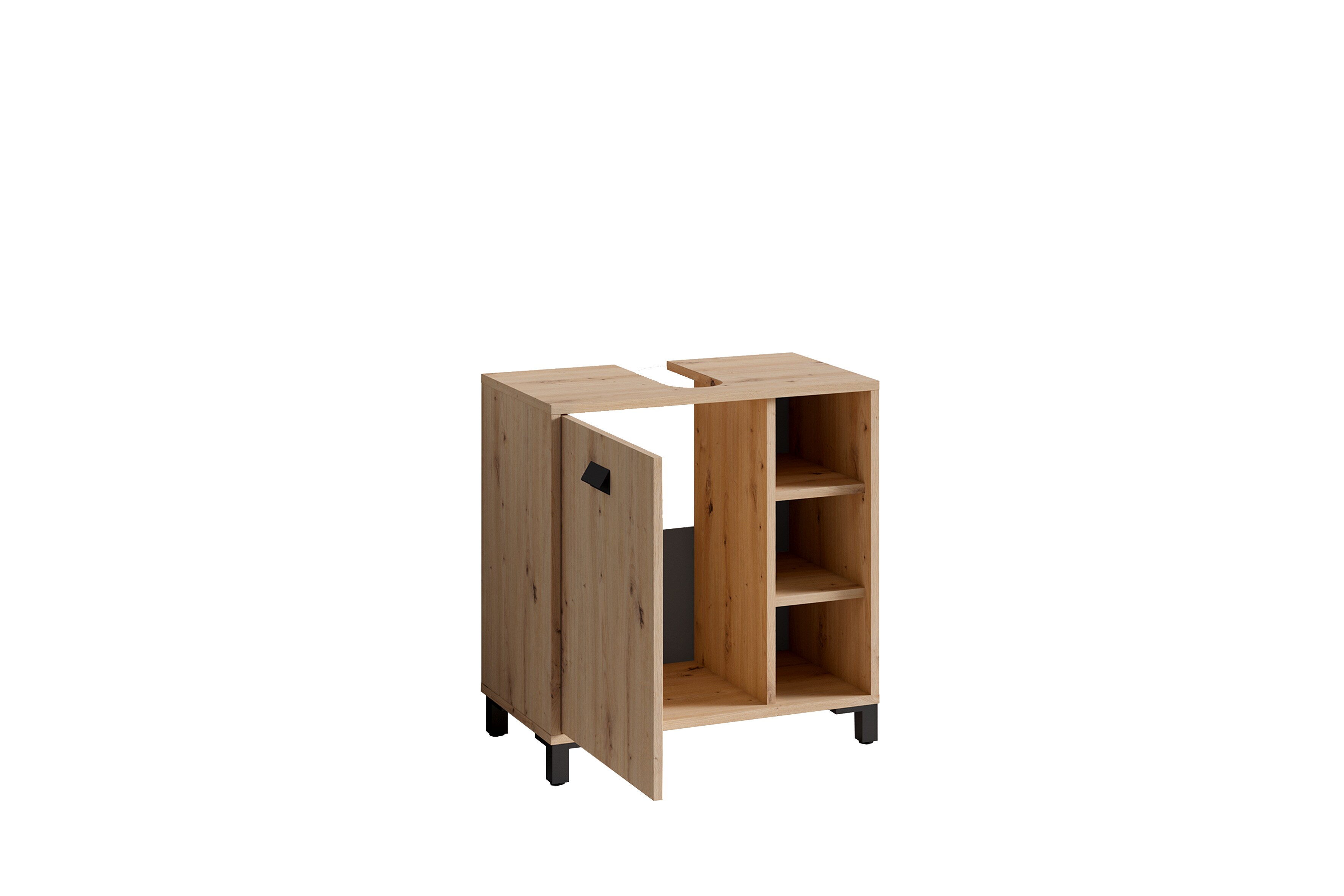 byLIVING Waschbeckenunterschrank WELLNESS, Breite 60 cm, Artisan Eiche/schwarz