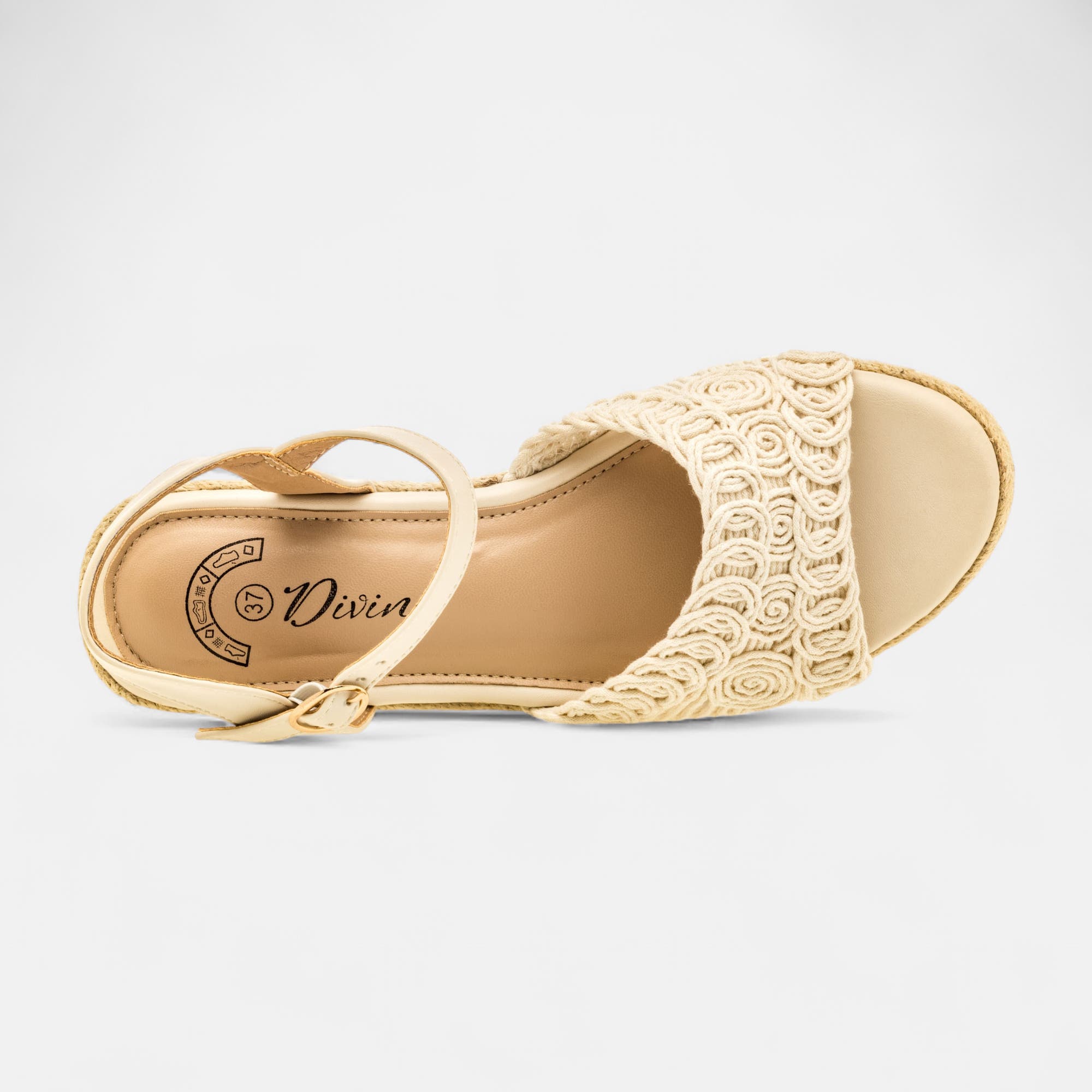Espadrilles à talon compensé Femme beige