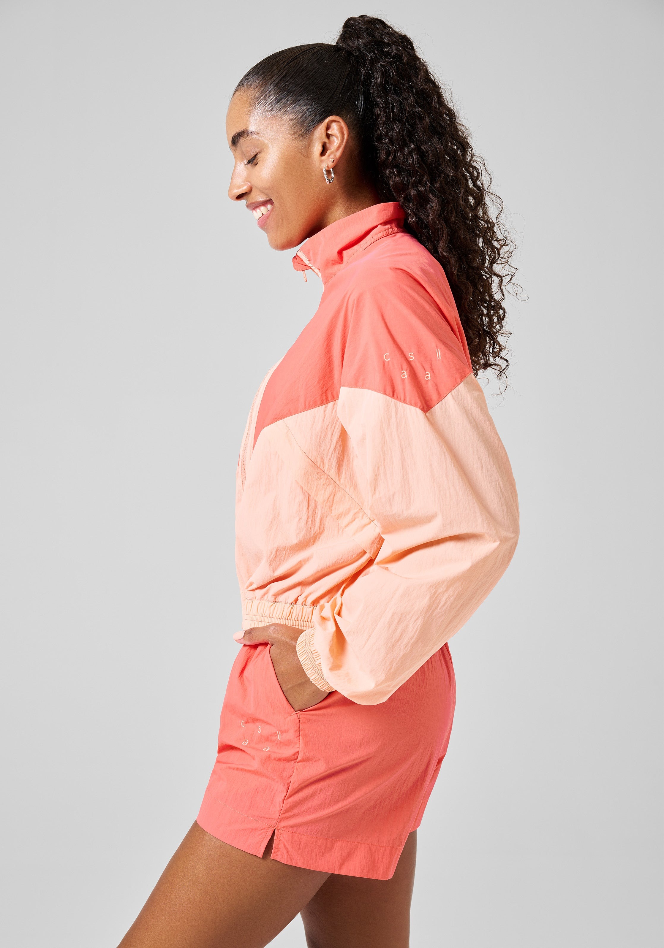 Color Block Track Jacket Dame Peach