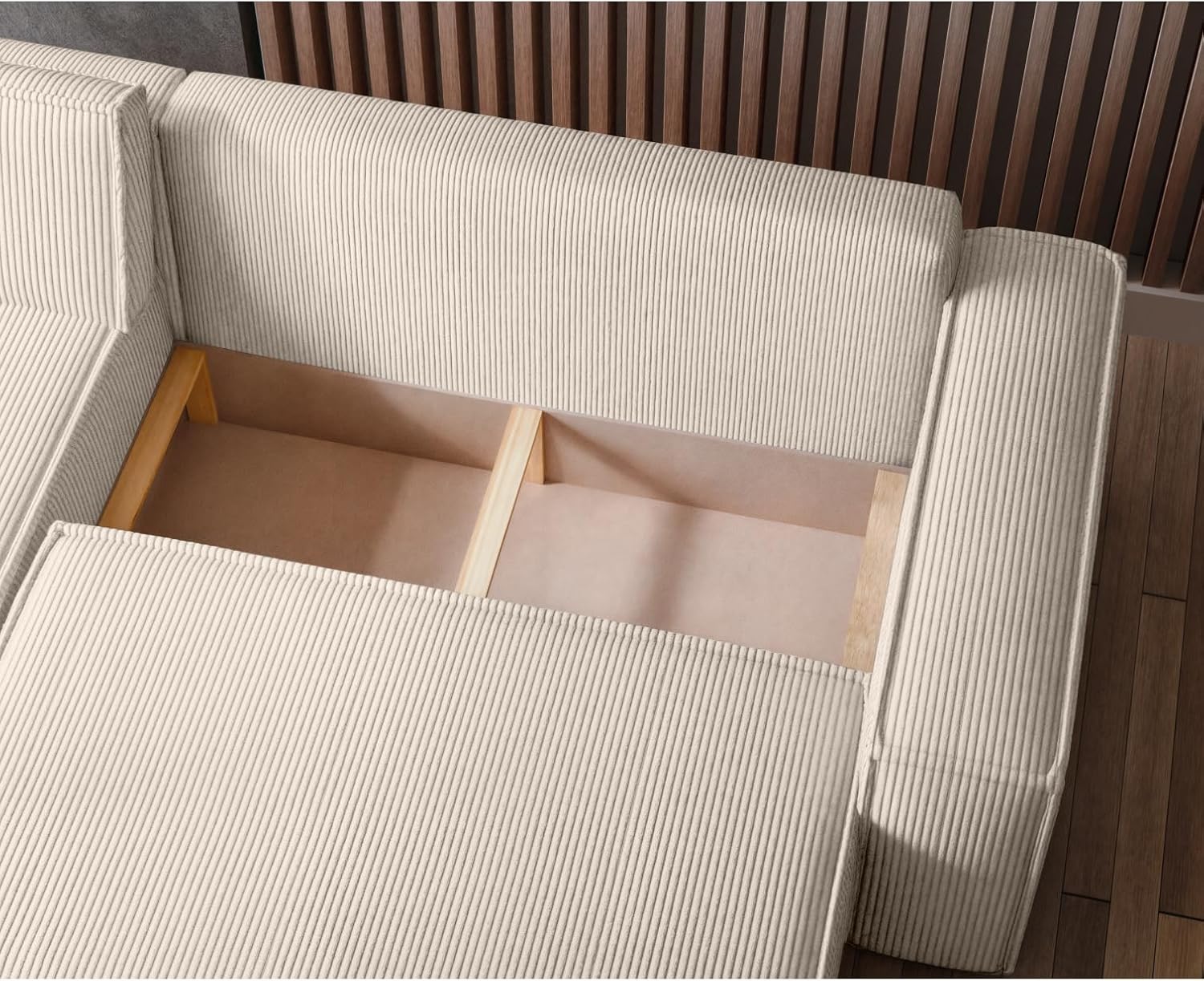 LOUNGITUDE Canapé Farah d'angle Convertible et réversible 4 Places en Velours côtelé FI4594168
