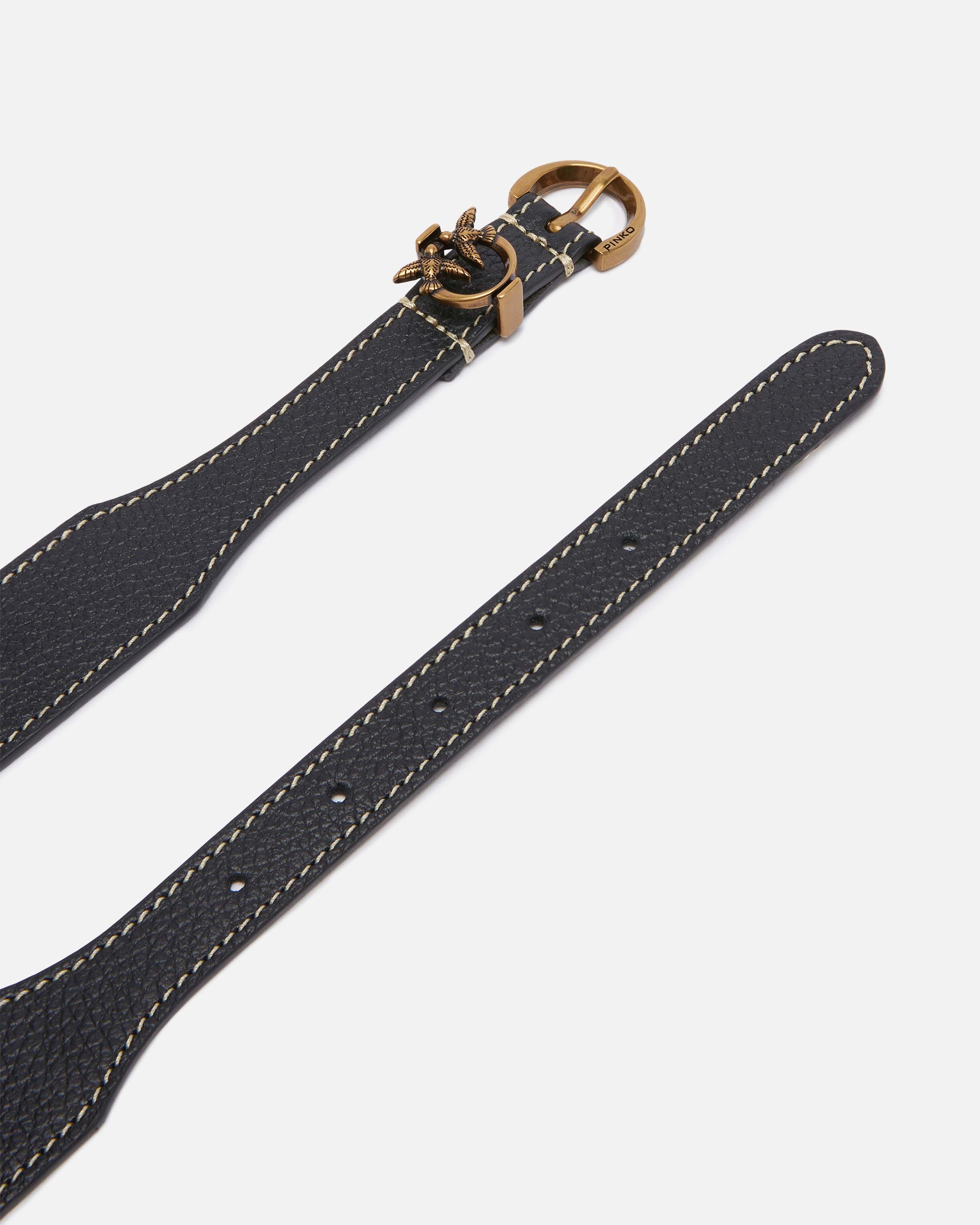 Ceinture foulonné de avec mini boucle | Noir