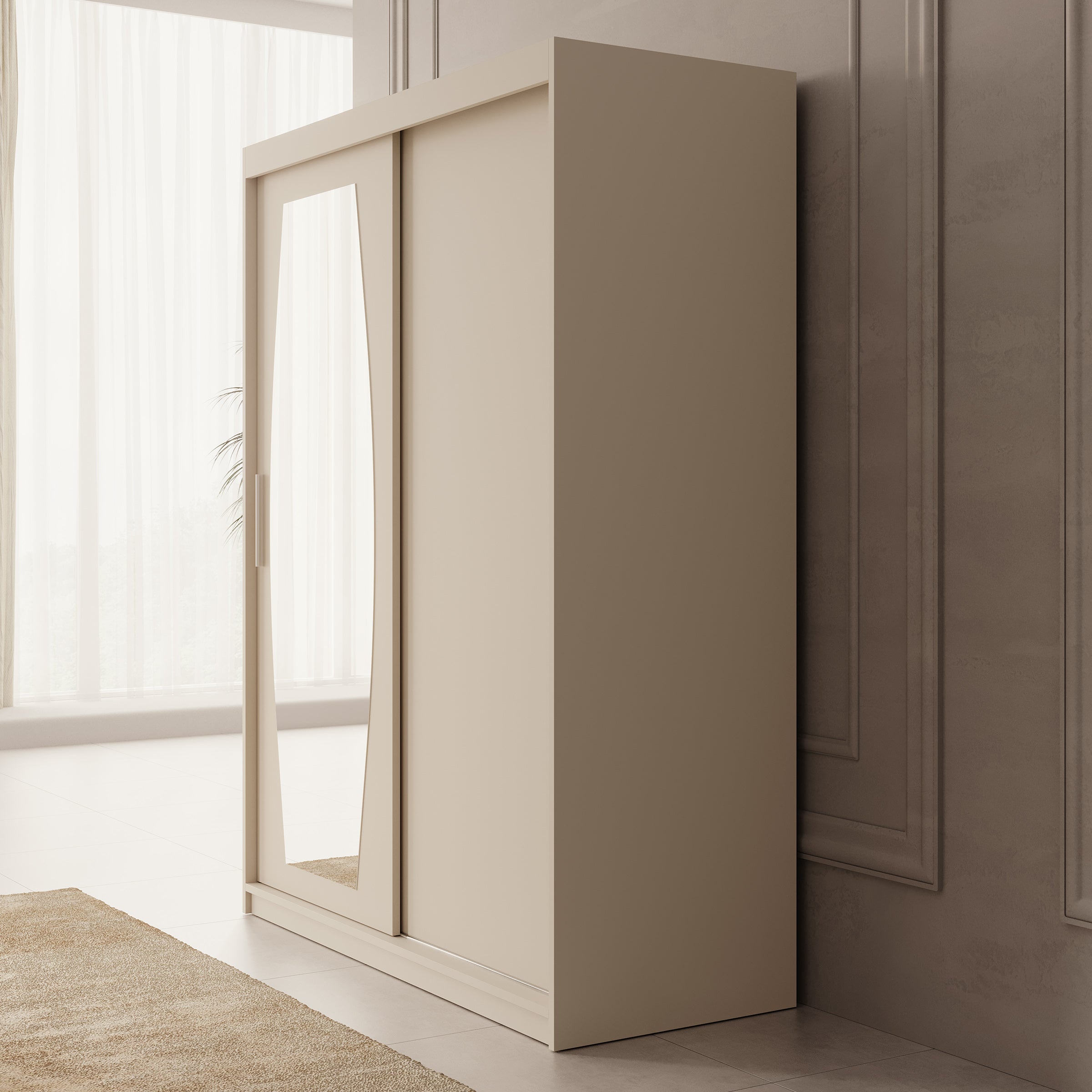 Azai - Kledingkast met schuifdeuren - Beige - 150x62x200 cm