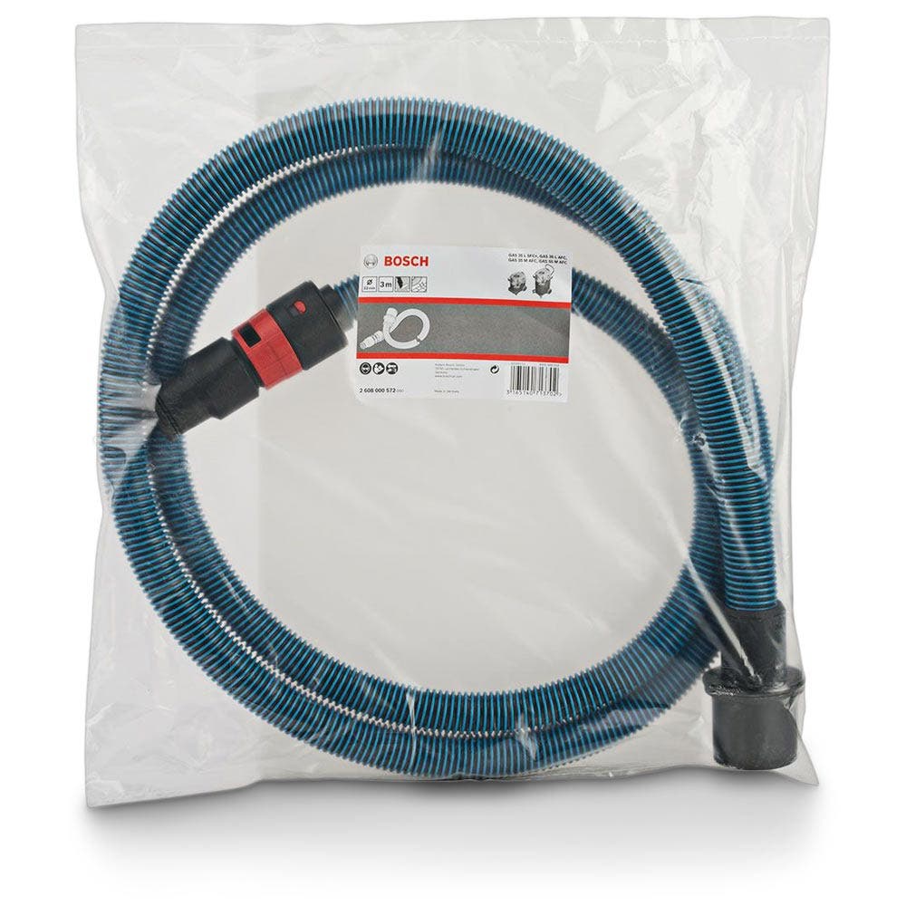 Mangueira de vácuo antiestática BOSCH de 3 m e 22 mm, código 2608000572