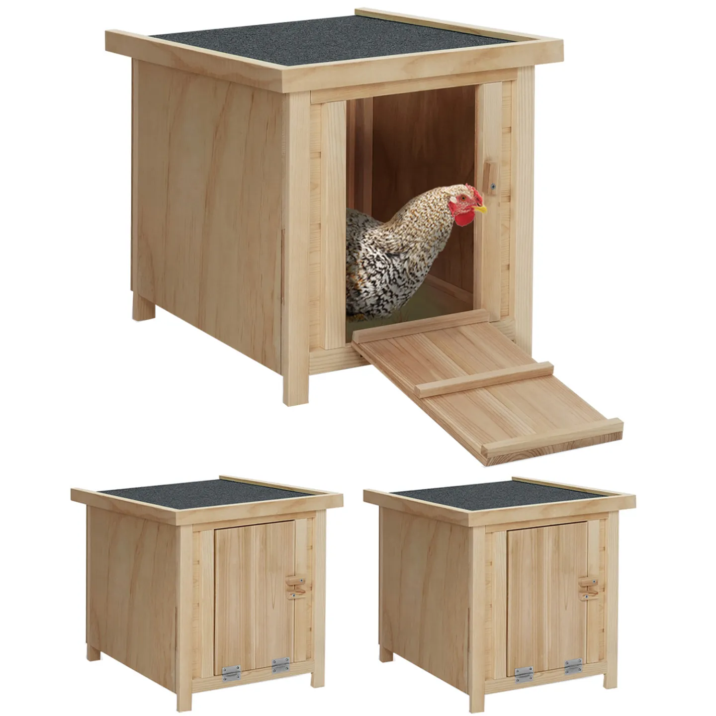 Lot de 3 clapiers en bois pondoirs pour poules nichoirs avec fond