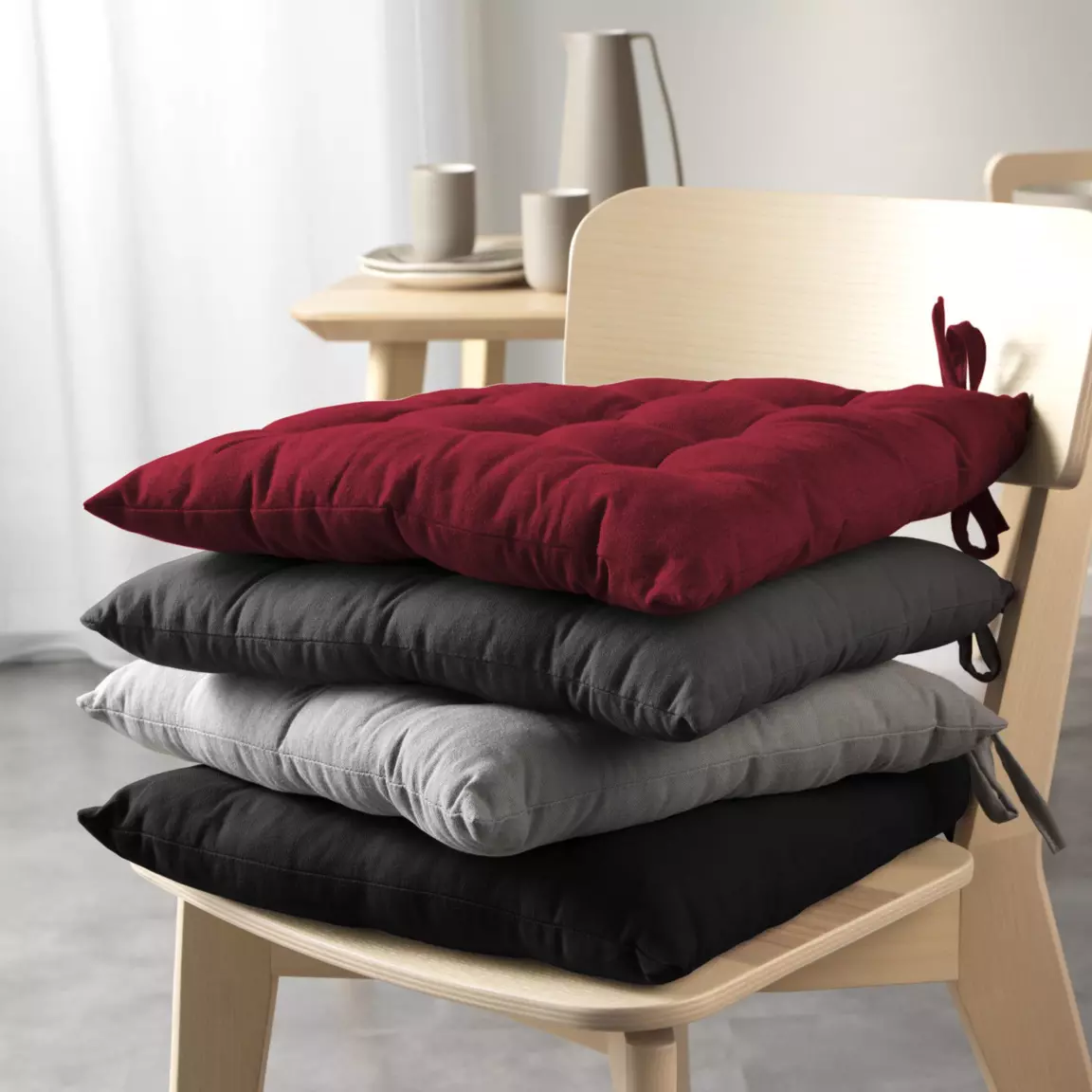 Coussin de chaise coton recyclé Mistral Noir
