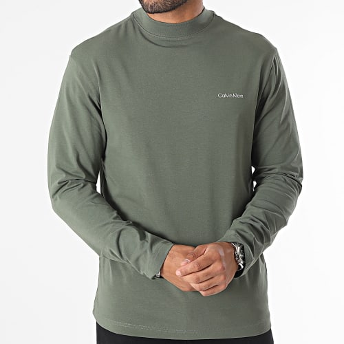 Tee Shirt Manches Longues Micro Logo Mock Neck 0179 Vert Kaki