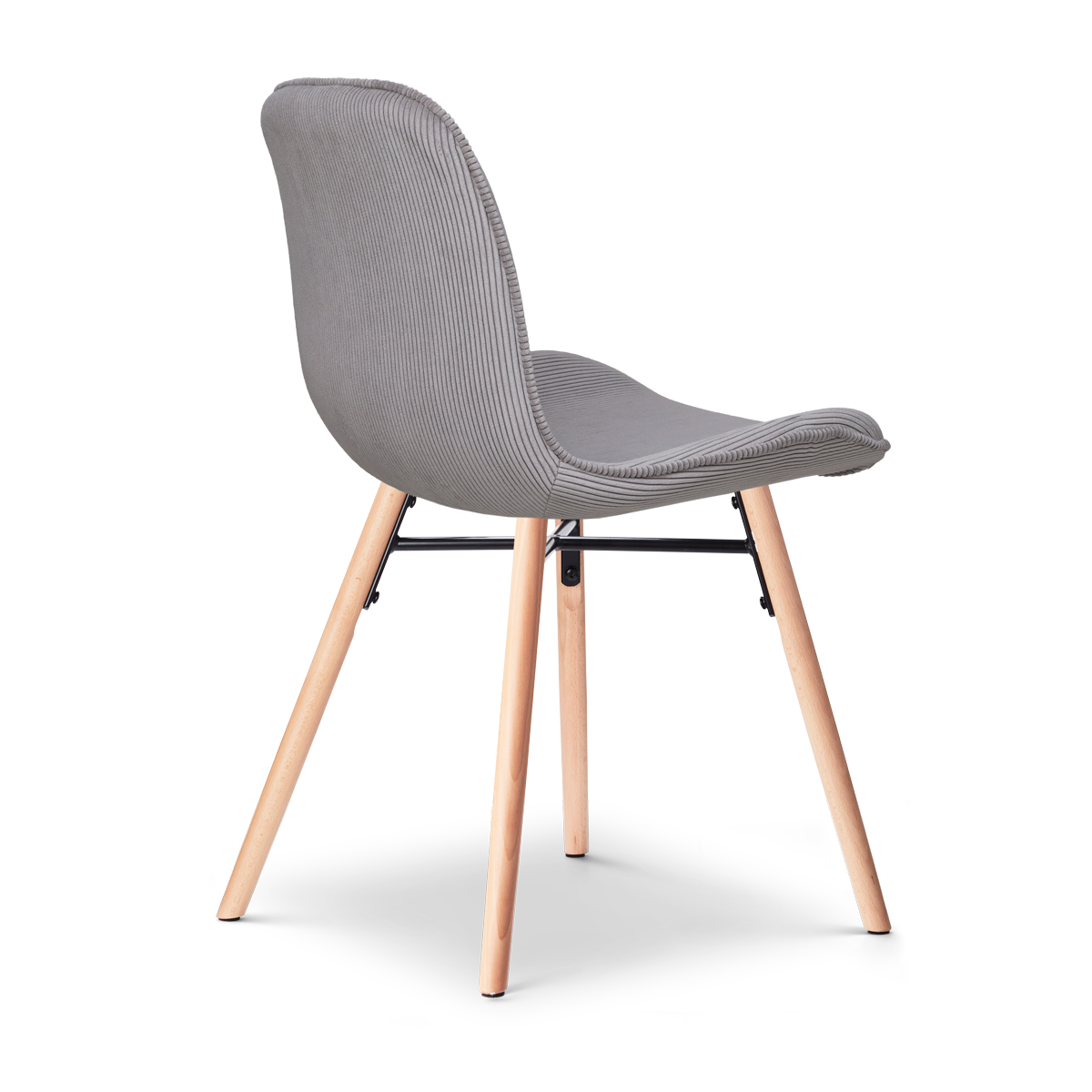 Eetkamerstoel Nena-Fé rib warm grijs - houten onderstel