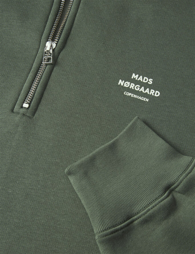 Mads Nørgaard - Copenhagen Standard Half Zip Logo Sweat Grøn