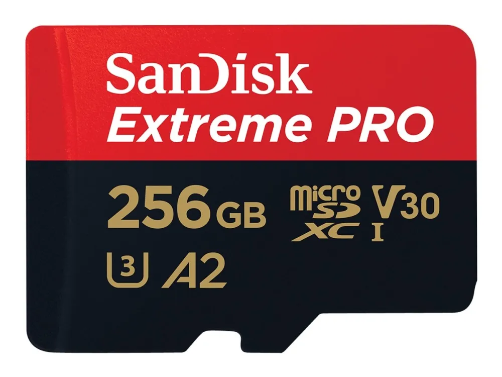 SanDisk Extreme Pro - Flashhukommelseskort (microSDXC til SD adapter inkluderet) - 256 GB - A2 / Video Class V30 / UHS-I U3 / Class10 - microSDXC UHS-I