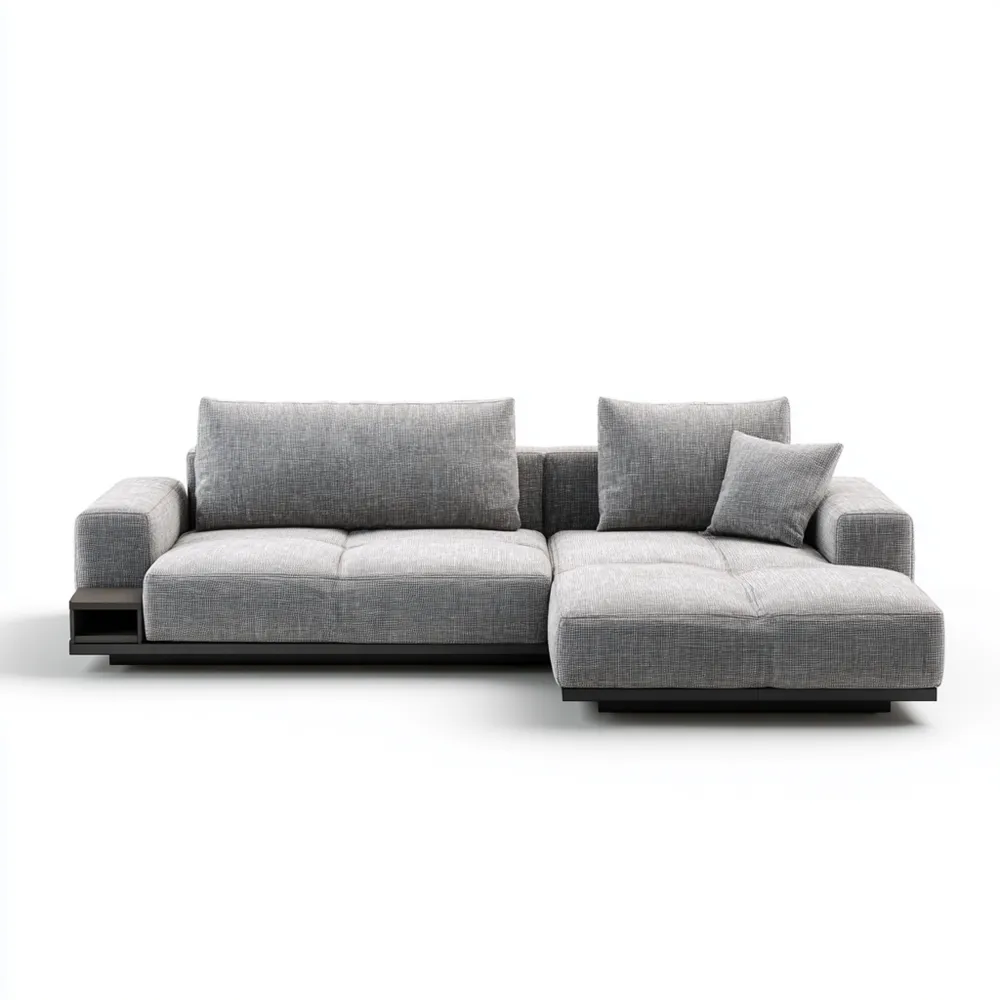 Ecksofa Stoff 250x150x85 cm - Hellgrau - Modernes Design