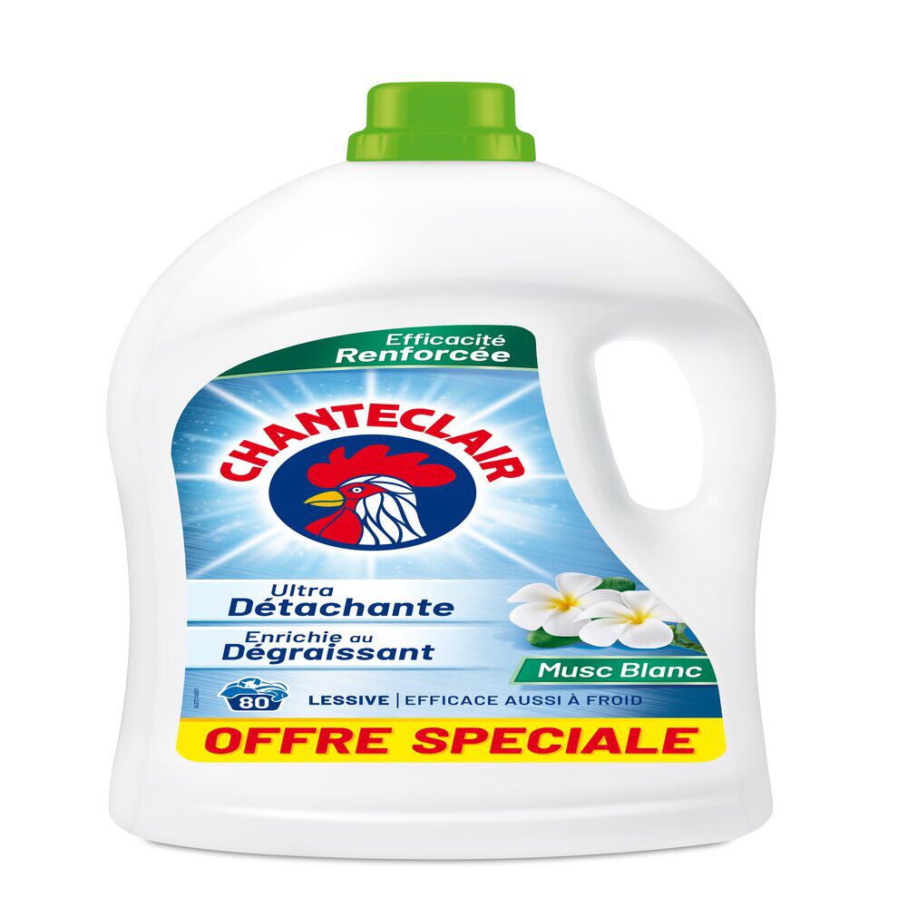 Lessive liquide Chanteclair musc blanc 80 lavages 3,6L